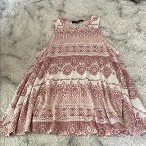 Women's Sleeveless Patterned Top - Pink and White